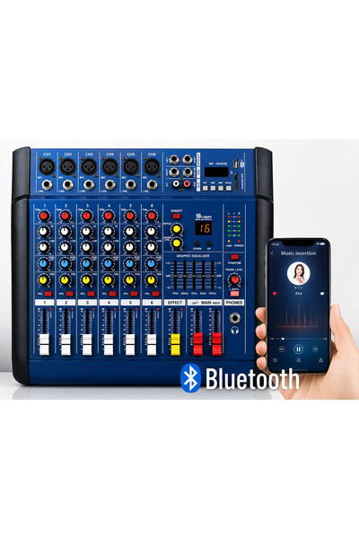 Generic Brand Mixer audio, cu amplificator, 2 X 350W, 6 canale, PMX602D, USB,...