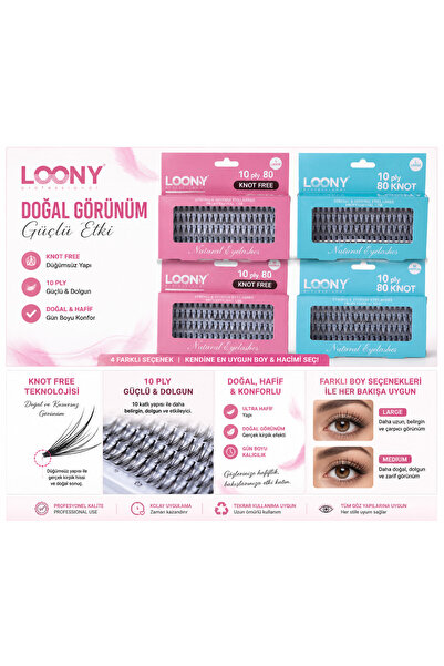 Loony Takma Kirpik 4 Paket 320 Adet – Doğal Görünüm Makyaj İçin Ev ve Profesy...