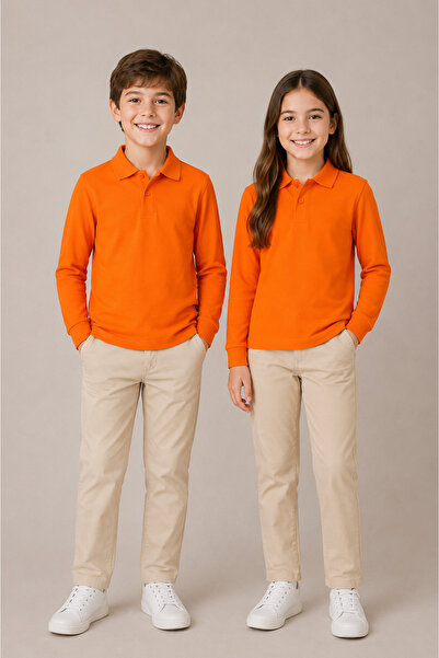 Soweto Children's Unisex 2-Piece Polo Collar Long Sleeve School T-Shirt 100% ...