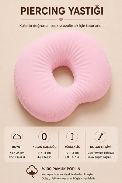 moonzy - minimalist & cozy Bean Piercing Yastığı, Yan Yatanlar İçin Boyun Des...