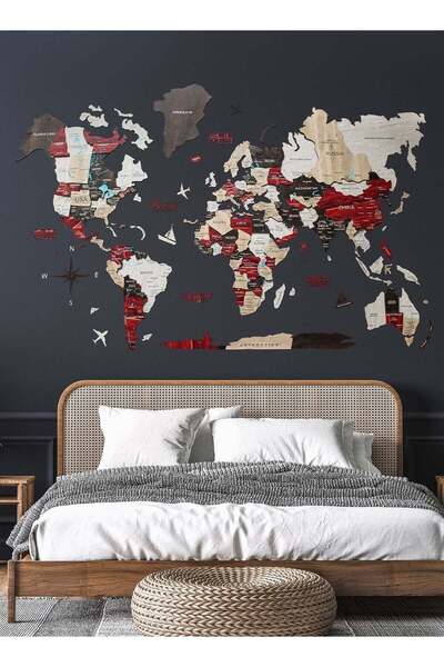 Enjoy The Wood Wooden World Map Wall Decor Travel Wall Art Home Decoration UA...