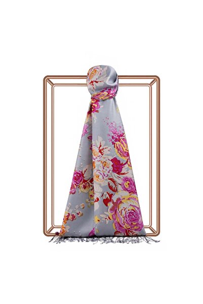 ipekevi Μεταξωτό σάλι με σχέδιο Dream Bouquet 02679-Bebe Blue