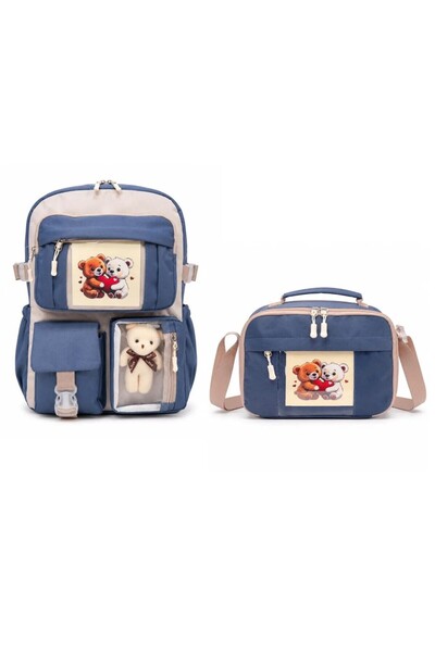 miço kids Children's Cute Teddy Bear Patterned Bag+Lunchbox