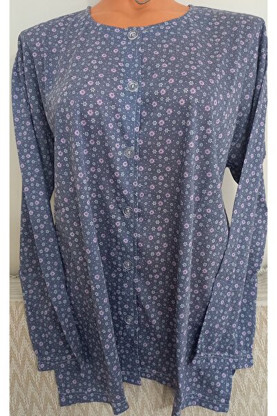 Anne Er Clothing Paper Print Combed Cotton Blouse Long-Sleeve Crew Neck Flora...