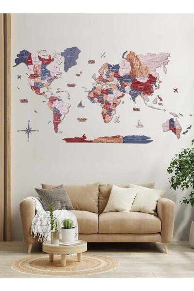 Enjoy The Wood Wooden World Map Wall Decor Travel Wall Art Home Decoration UA...