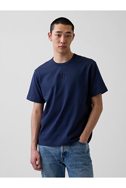 GAP Erkek Lacivert Heavyweight Relaxed Logo T-Shirt
