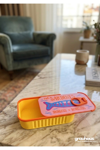 GRAUHAUS Cutie de conserve de sardine, cu design decorativ Pop-Art, obiect de...