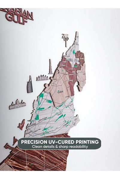 Enjoy The Wood 3D Wooden UAE Map Wall Decor for Office & Reception UAE, Cappuccino