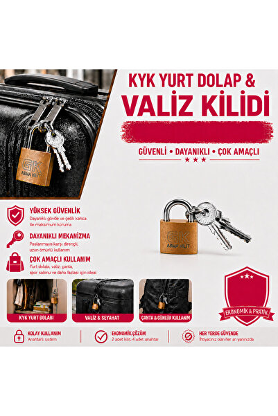 Vi Caro 25 mm Kısa Tip Sarı Asma Kilit Tekli – Dolap, Valiz, Çanta, Bavul ve ...