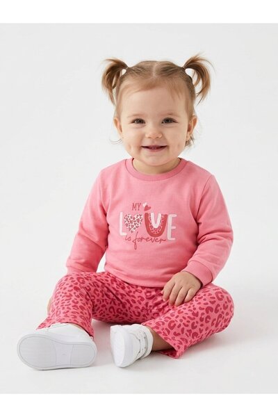 Kids Kingdom Cotton Heart Detailed 2-Piece Baby Girl Set