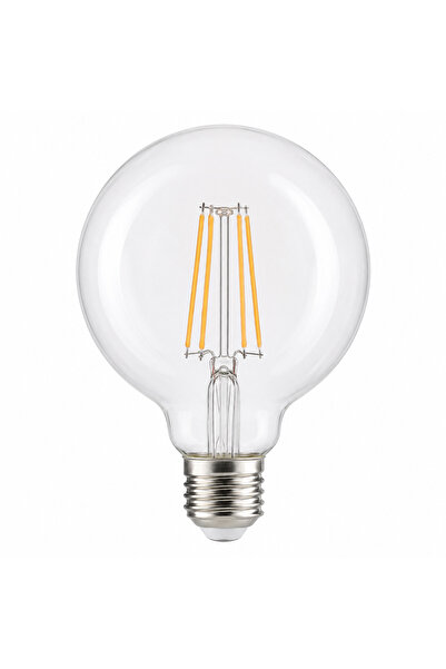 RBR G95 6W Şeffaf Cam Filament LED Ampul – E27 Duy, 3000K Günışığı Sıcak Beya...