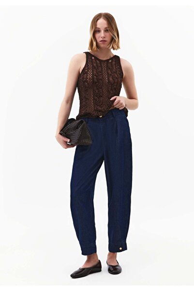 OXXO Balloon Cut Pleated Pants - MID BLUE DENIM