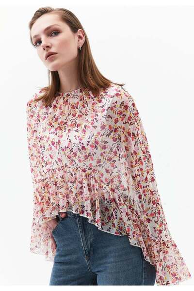 OXXO Kimono With Ruffle Details And Bateau Neck - MIX COMB