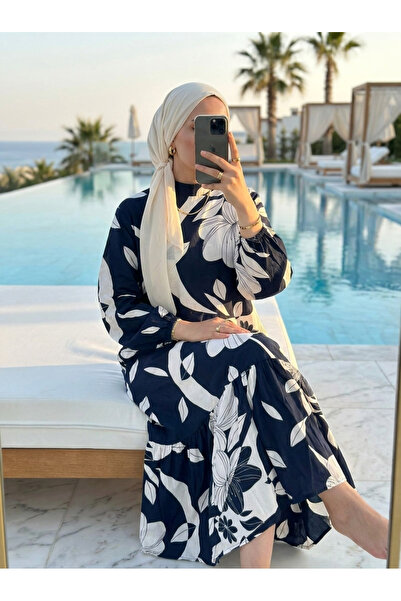 Kirazca Butik Γυναικείο φόρεμα χιτζάμπ με άνετη εφαρμογή και σχέδιο βισκόζης