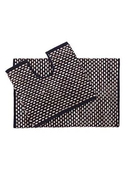 OEM Set 2 covorașe de baie, model negru-bej - 80x50cm + 50x45cm