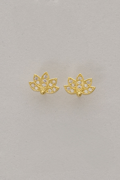 Silvano Jewelry 925 Ayar Gümüş Altın Kaplama Lotus Model Küpe