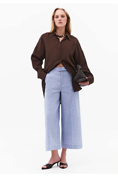 OXXO High Waist Wide Leg Belted Pants - CHAMBRAY BLUE