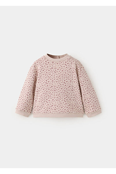 MANGO Baby Çiçek desenli pamuklu sweatshirt