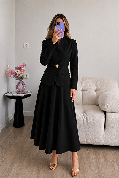 Ekim Store Zlatna jakna sa jednim gumbom, sudijski ovratnik, pantalone, dvost...