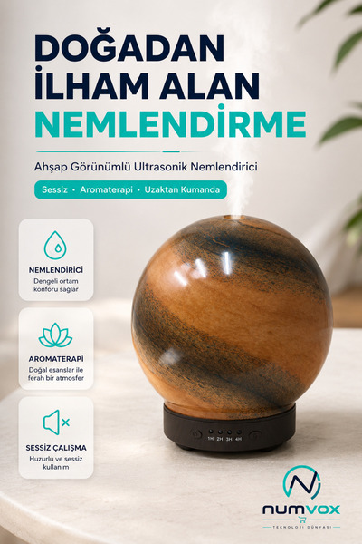 Moon Hava Nemlendirici ve Aroma Difüzörü, Renkli LED Işık, 1-2-3-4 Saat Zamanlayıcı, Sessiz Çalışma