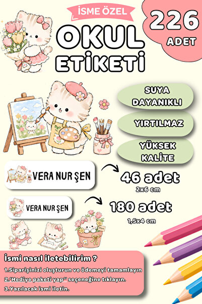 Hume Craft 226 Adet Kişiye Özel Okul Etiketi Kalem Defter Etiketi Özel Isim Y...