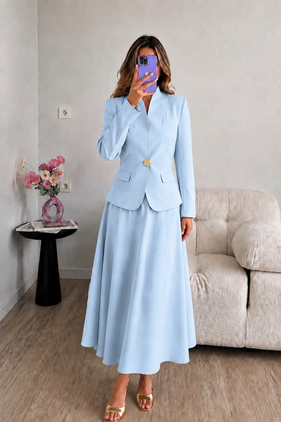 Ekim Store Gold Single Button Notched Lapel Jacket and Trousers Double Blazer...