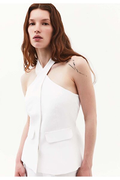 OXXO Standard Vest With Belt Detail And Halter Neck - WHITE
