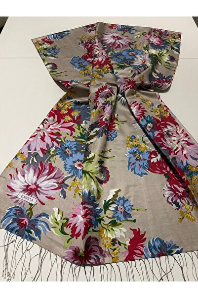 ipekevi Kasimpati Patterned Silk Shawl Mink
