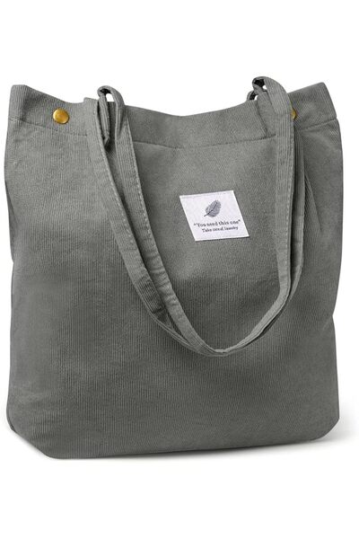 GENERAL Large Tote Bag Corduroy Fabric Women's Corduroy Handbag with Inner Po...
