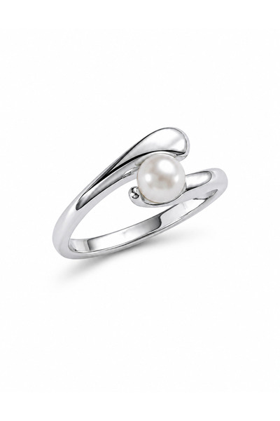 Venus Design Steel Pearl Spiral Ring