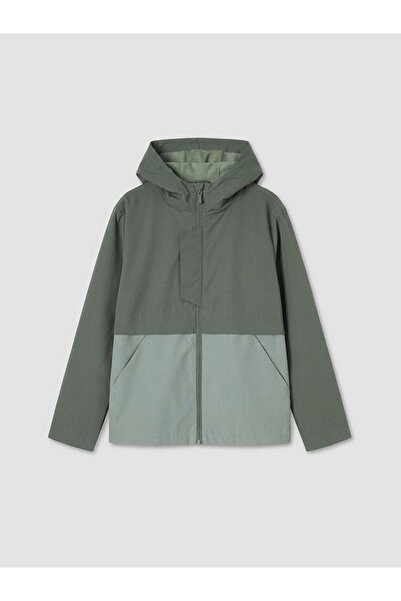 LC Waikiki Lcw Kids Green Color Block Hooded Boy's Coat