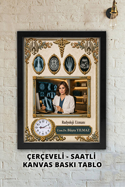 Atika Radyoloji Uzmanı, Kişiye Özel Saatli Doktor Tablosu / Çerçeveli Kanvas ...