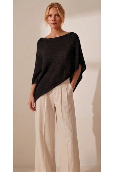 CebeTriko Silvery Summer Women's Asymmetric Transparent Knitwear Cape Shawl Poncho Top