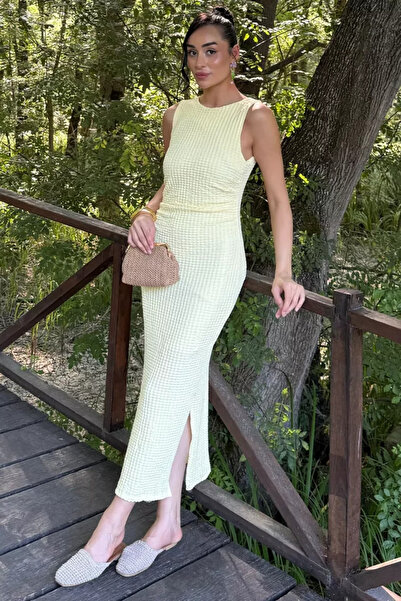TOZLU Rochie de damă cu șnururi laterale și detaliu cu fante