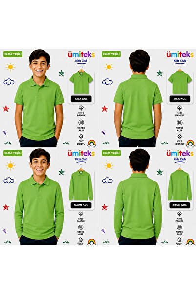 ümitteks iş ve okul kıyafetleri Unisex Children's Polo Collar T-Shirt 100% Co...