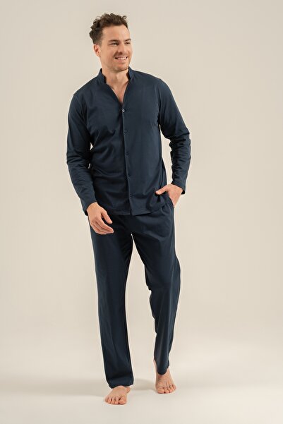 Arnetta Men'S, Navy Blue, Shirt Pajama Set (with Socks as a Gift)
