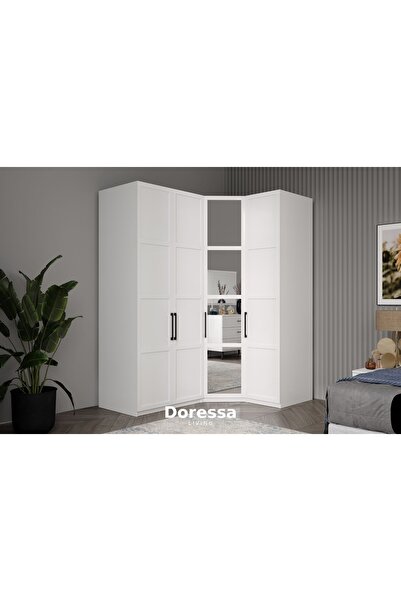 Doressa Living Pita White 4 Kapılı Köşe Gardırop