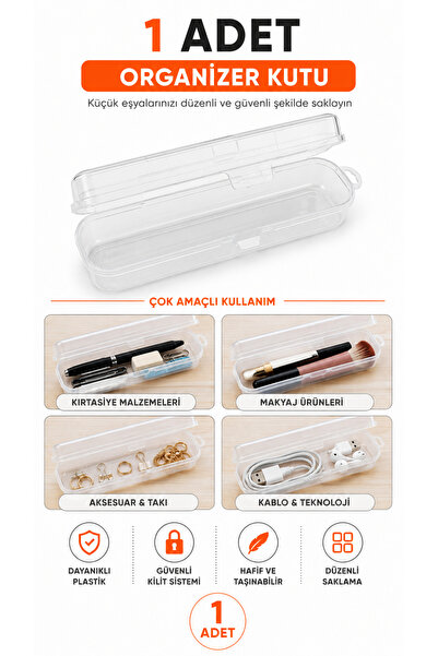KEA 20x5 cm Şeffaf Organizer Kutu – Çok Amaçlı Düzenleyici Saklama Kutusu, Ta...