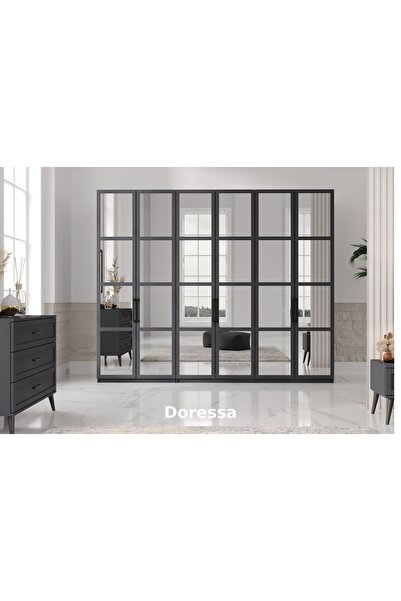 Doressa Living Pita Grey 6 Kapılı Gardırop