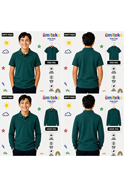 ümitteks iş ve okul kıyafetleri Unisex Children's Polo Collar T-Shirt 100% Co...