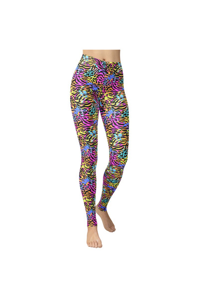 OtherMax Colanți sport casual pentru femei, stil anii '80, cu imprimeu leopar...