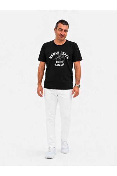 SSO Men's Text Printed Short Sleeve Black T-Shirt