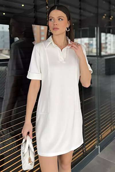 TOZLU Polo Collar Double Sleeve Women's Dress