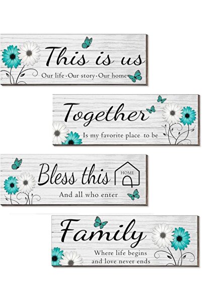 GENERAL لوحات فنية جدارية للمنزل بتصميم عبارة "THIS IS US/TOGETHER/BLESS THIS...