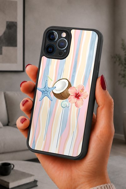 BGAKSESUAR iPhone 12 Pro Max Compatible Beach Pattern Shockproof Case with Ca...