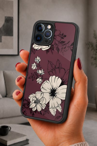 BGAKSESUAR iPhone 12 Pro Max Compatible Vintage Flowers Pattern Shockproof Ca...