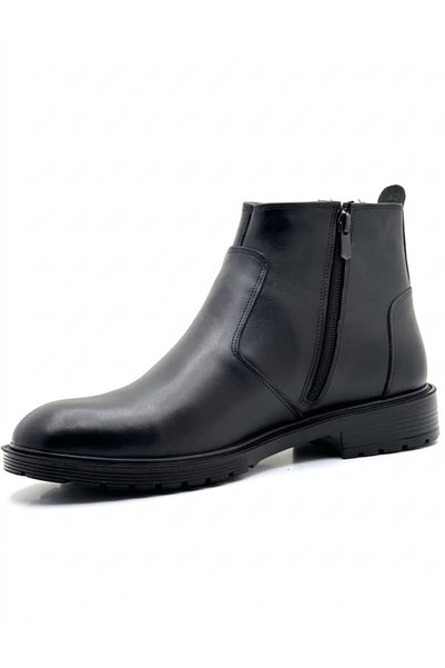 Derify Men's Genuine Leather Boots - Fur-Lined, Cold and Water Resistant, Orthopedic, Non-Slip Sole Winter Shoes