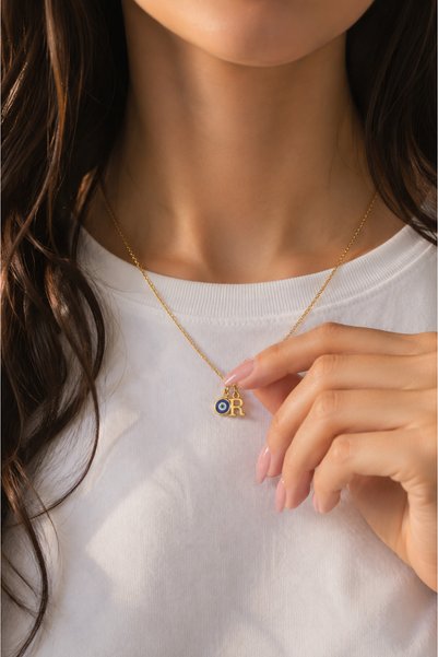 Alya Jewelry قلادة خرز العين الشريرة مع الحروف