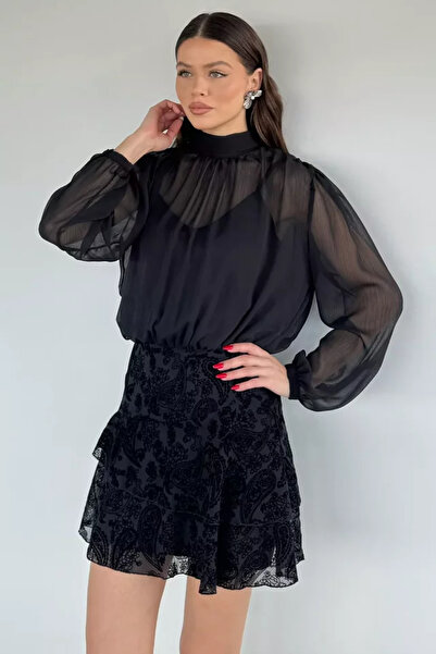 TOZLU Collared Blouse Combination Dress
