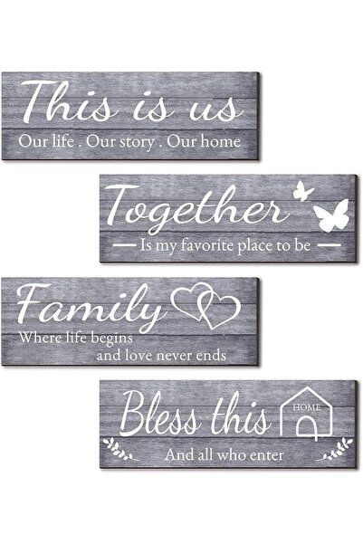 GENERAL لوحات فنية جدارية للمنزل بتصميم عبارة "THIS IS US/TOGETHER/BLESS THIS...